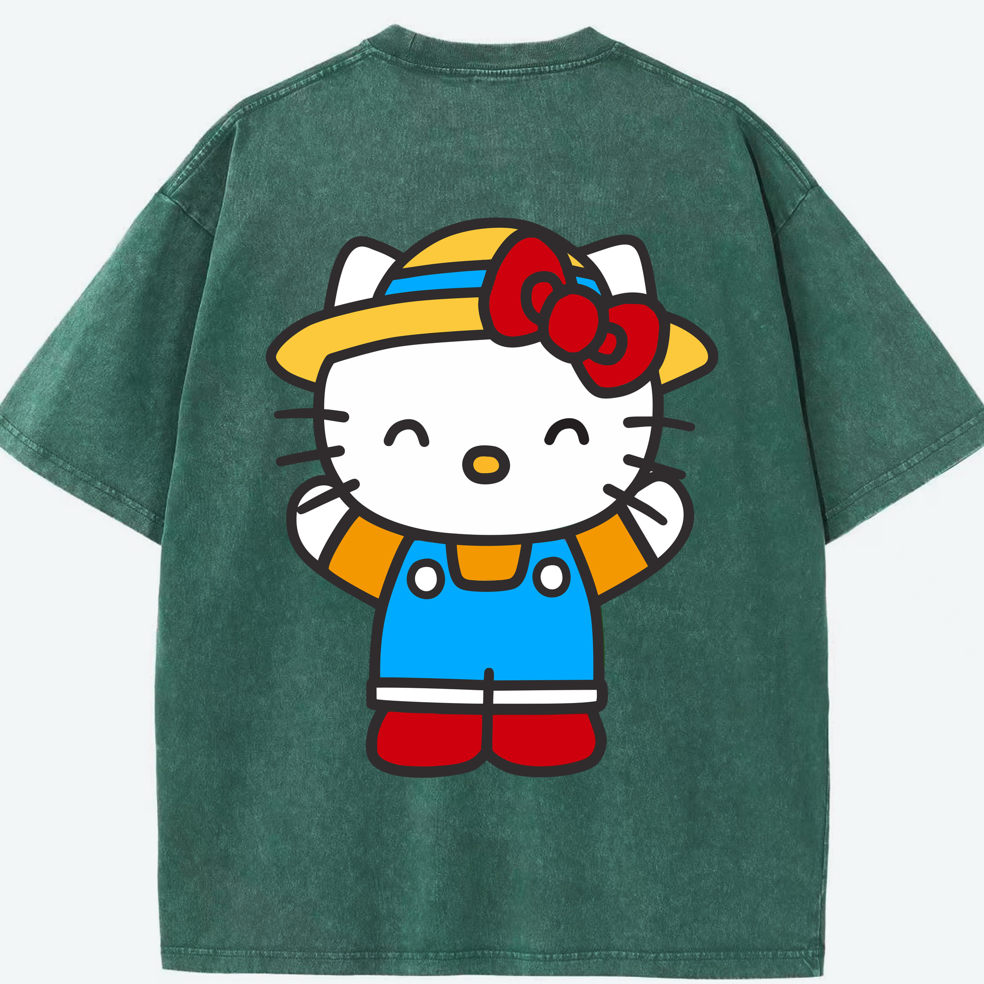 （画像用） Hello Kitty ハローキティ 綿100% ヴィンテージ風 半袖Tシャツ（背面プリント）